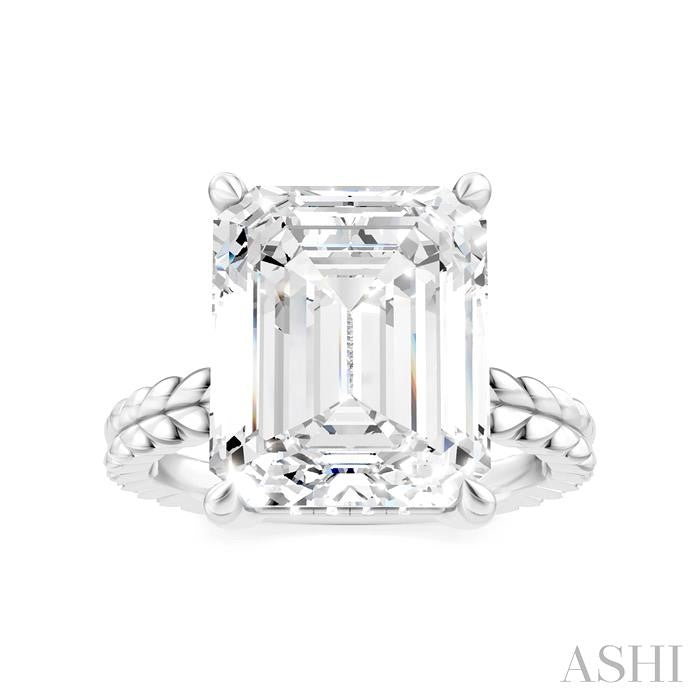 ASHI Emerald Shape Semi-Mount Diamond Engagement Ring 194B8PPFHWG-SM-EM5