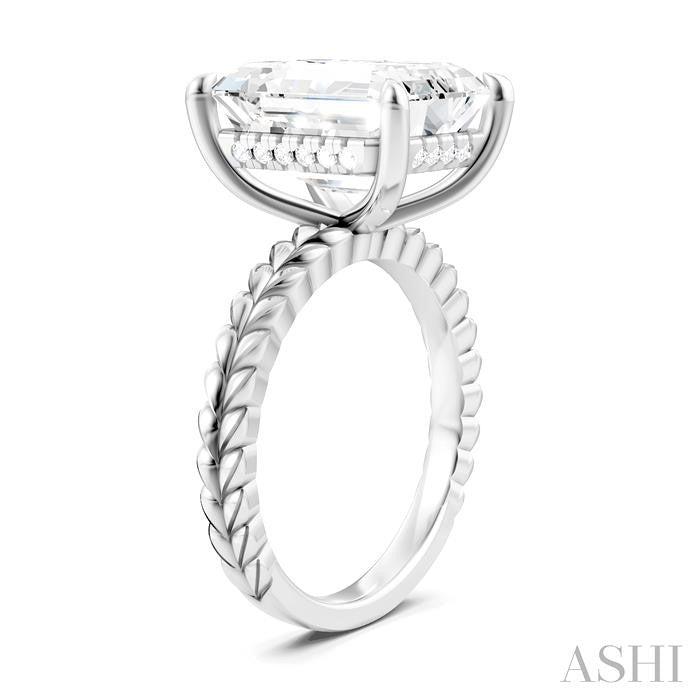 ASHI Emerald Shape Semi-Mount Diamond Engagement Ring 194B8PPFHWG-SM-EM5