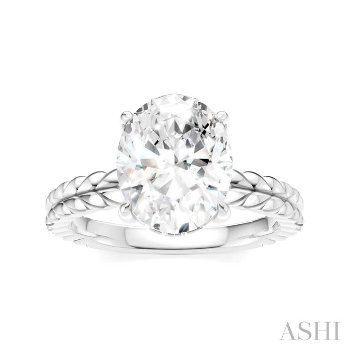ASHI Oval Shape Semi-Mount Diamond Engagement Ring 194B8PPFHWG-SM-OV3