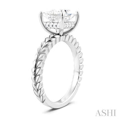 ASHI Princess Shape Semi-Mount Diamond Engagement Ring 194B8PPFHWG-SM-PN2