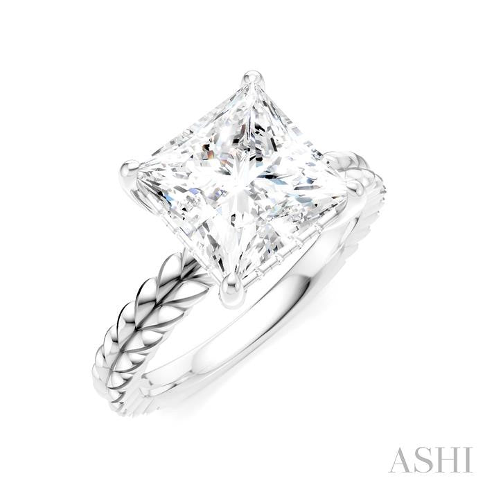ASHI Princess Shape Semi-Mount Diamond Engagement Ring 194B8PPFHWG-SM-PN3