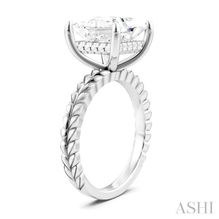 ASHI Princess Shape Semi-Mount Diamond Engagement Ring 194B8PPFHWG-SM-PN4