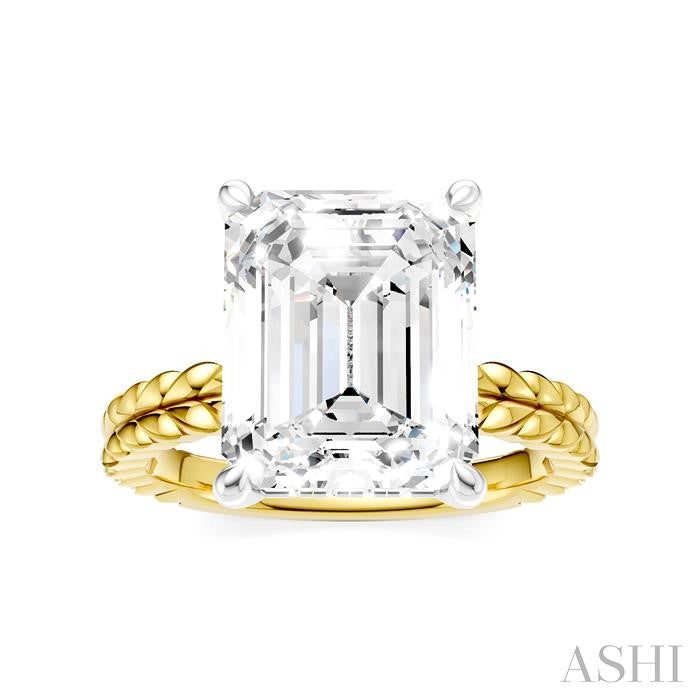 ASHI Emerald Shape Semi-Mount Diamond Engagement Ring 194B8PPFHYW-SM-EM4