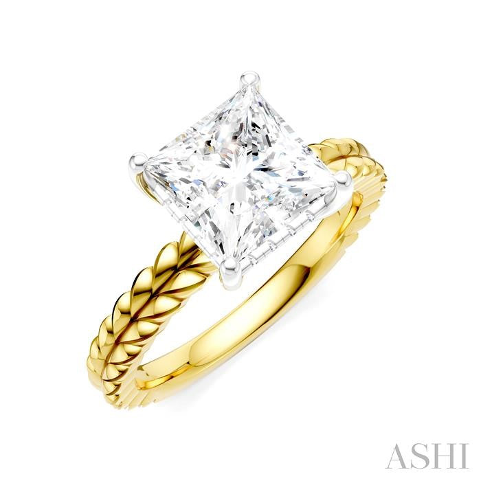 ASHI Princess Shape Semi-Mount Diamond Engagement Ring 194B8PPFHYW-SM-PN2