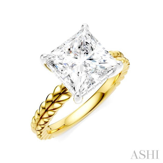 ASHI Princess Shape Semi-Mount Diamond Engagement Ring 194B8PPFHYW-SM-PN3