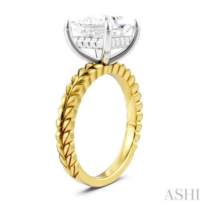 ASHI Princess Shape Semi-Mount Diamond Engagement Ring 194B8PPFHYW-SM-PN3