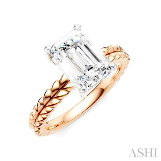 ASHI Emerald Shape Semi-Mount Diamond Engagement Ring 194B9PPFHPW-SM-EM2