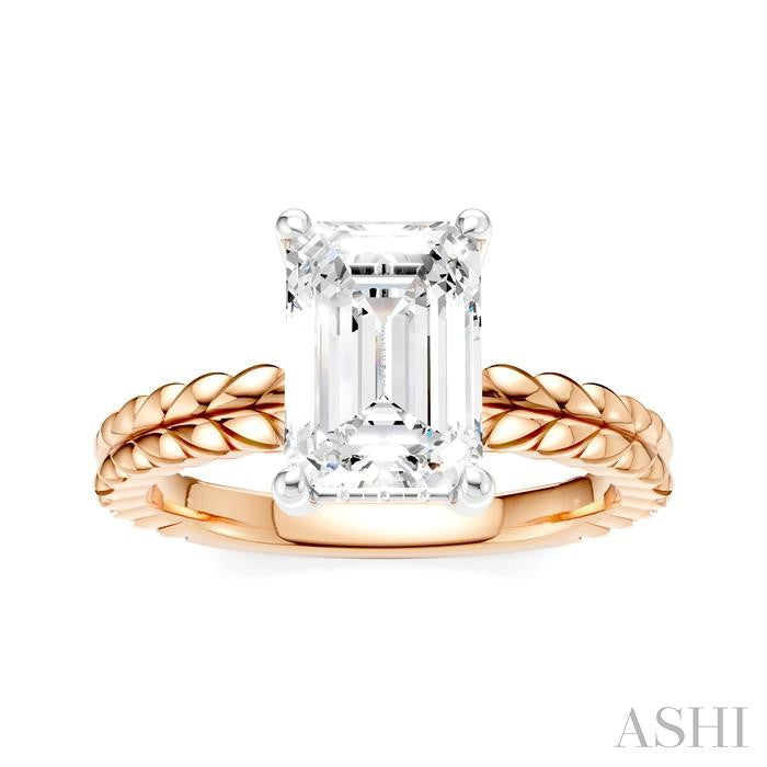 ASHI Emerald Shape Semi-Mount Diamond Engagement Ring 194B9PPFHPW-SM-EM2
