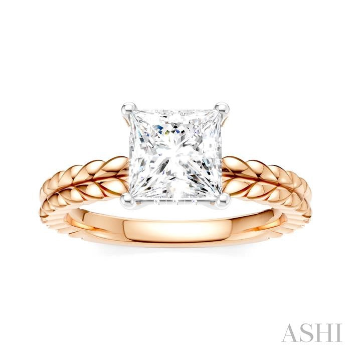 ASHI Princess Shape Semi-Mount Diamond Engagement Ring 194B9PPFHPW-SM-PN1