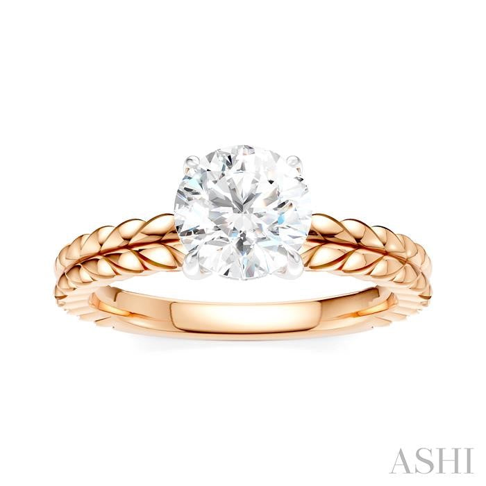 ASHI Round Shape Semi-Mount Diamond Engagement Ring 194B9PPFHPW-SM-RD1