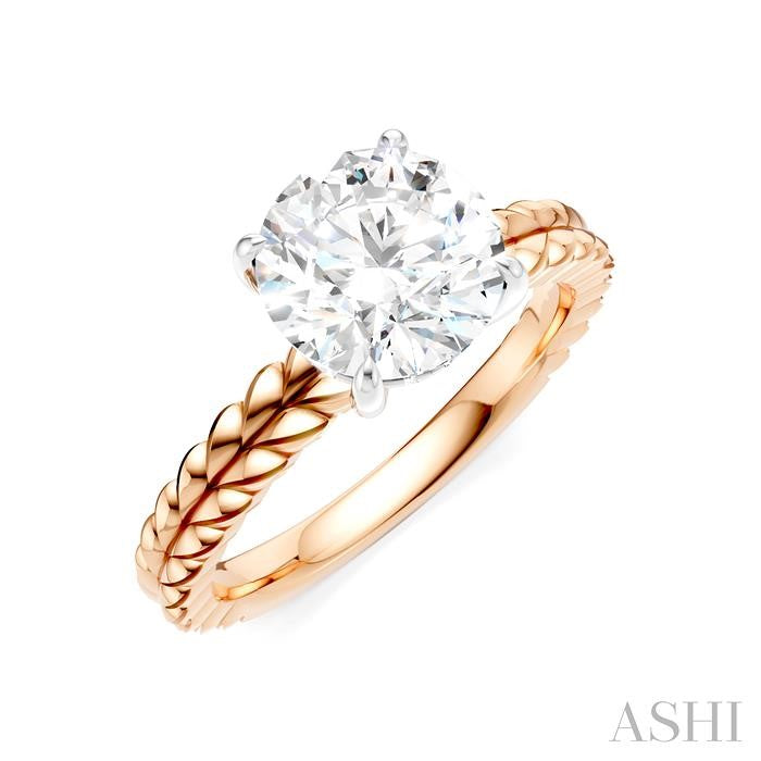 ASHI Round Shape Semi-Mount Diamond Engagement Ring 194B9PPFHPW-SM-RD2