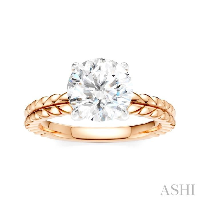 ASHI Round Shape Semi-Mount Diamond Engagement Ring 194B9PPFHPW-SM-RD2