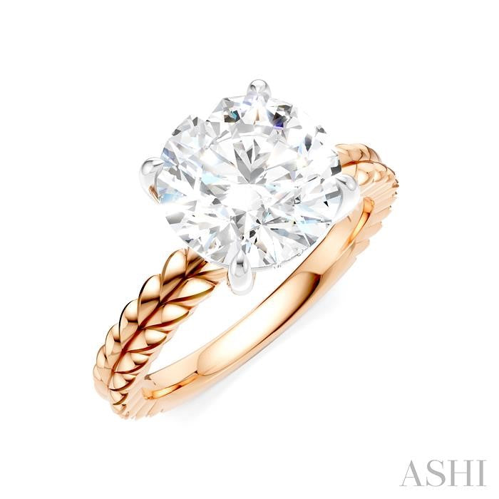 ASHI Round Shape Semi-Mount Diamond Engagement Ring 194B9PPFHPW-SM-RD3