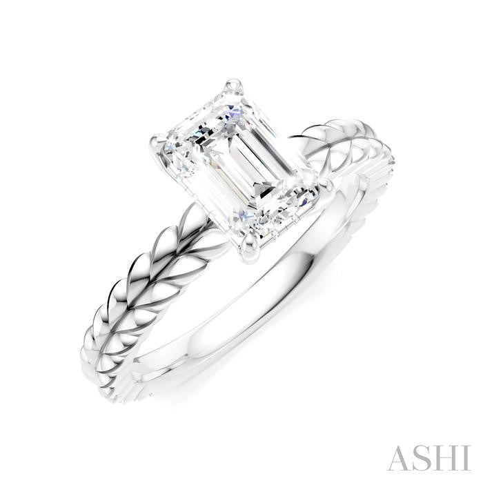 ASHI Emerald Shape Semi-Mount Diamond Engagement Ring 194B9PPFHWG-SM-EM1