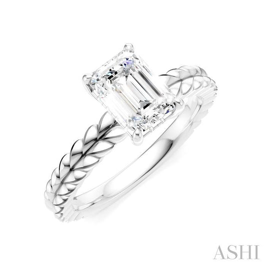 ASHI Emerald Shape Semi-Mount Diamond Engagement Ring 194B9PPFHWG-SM-EM1