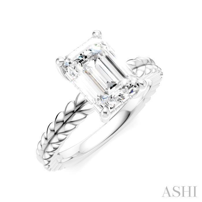 ASHI Emerald Shape Semi-Mount Diamond Engagement Ring 194B9PPFHWG-SM-EM2