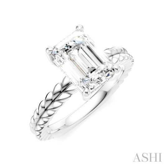 ASHI Emerald Shape Semi-Mount Diamond Engagement Ring 194B9PPFHWG-SM-EM2