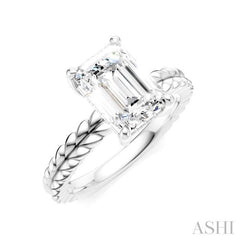 ASHI Emerald Shape Semi-Mount Diamond Engagement Ring 194B9PPFHWG-SM-EM2