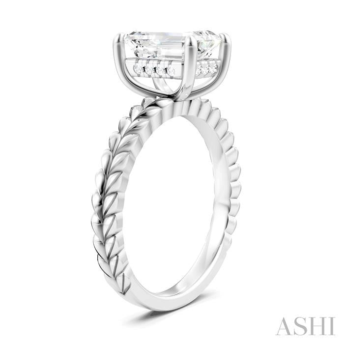 ASHI Emerald Shape Semi-Mount Diamond Engagement Ring 194B9PPFHWG-SM-EM2