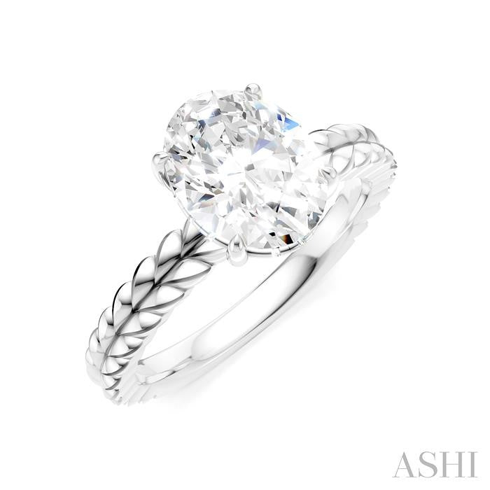 ASHI Oval Shape Semi-Mount Diamond Engagement Ring 194B9PPFHWG-SM-OV2