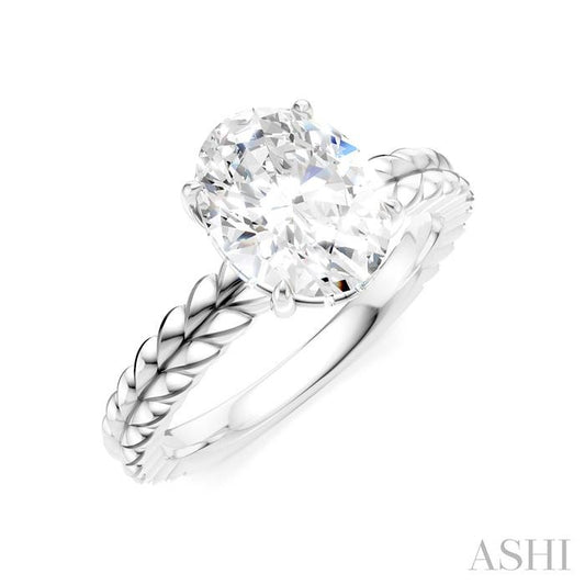 ASHI Oval Shape Semi-Mount Diamond Engagement Ring 194B9PPFHWG-SM-OV2