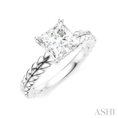 ASHI Princess Shape Semi-Mount Diamond Engagement Ring 194B9PPFHWG-SM-PN1