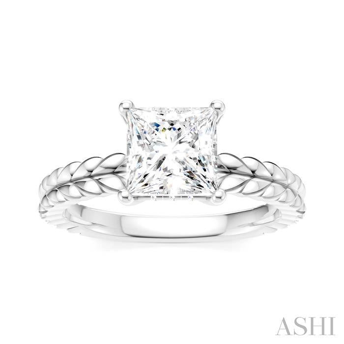 ASHI Princess Shape Semi-Mount Diamond Engagement Ring 194B9PPFHWG-SM-PN1