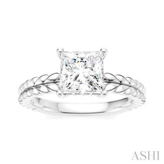 ASHI Princess Shape Semi-Mount Diamond Engagement Ring 194B9PPFHWG-SM-PN1