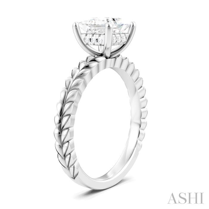 ASHI Princess Shape Semi-Mount Diamond Engagement Ring 194B9PPFHWG-SM-PN1
