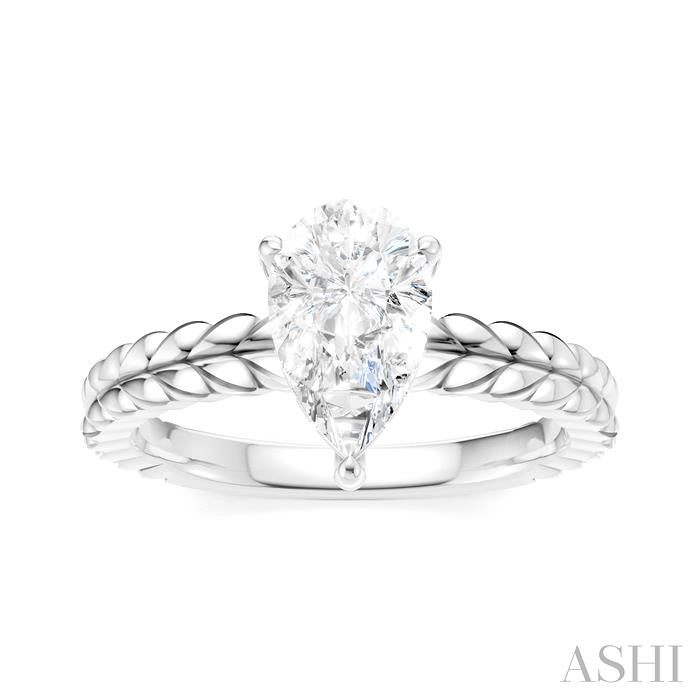 ASHI Pear Shape Semi-Mount Diamond Engagement Ring 194B9PPFHWG-SM-PR1