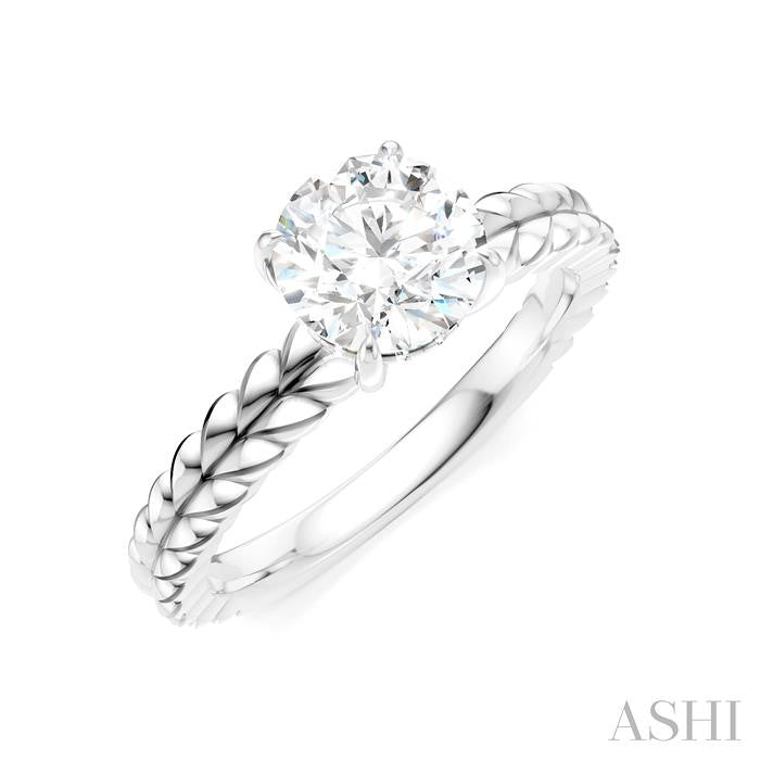ASHI Round Shape Semi-Mount Diamond Engagement Ring 194B9PPFHWG-SM-RD1