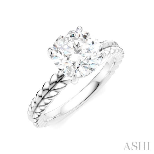 ASHI Round Shape Semi-Mount Diamond Engagement Ring 194B9PPFHWG-SM-RD2