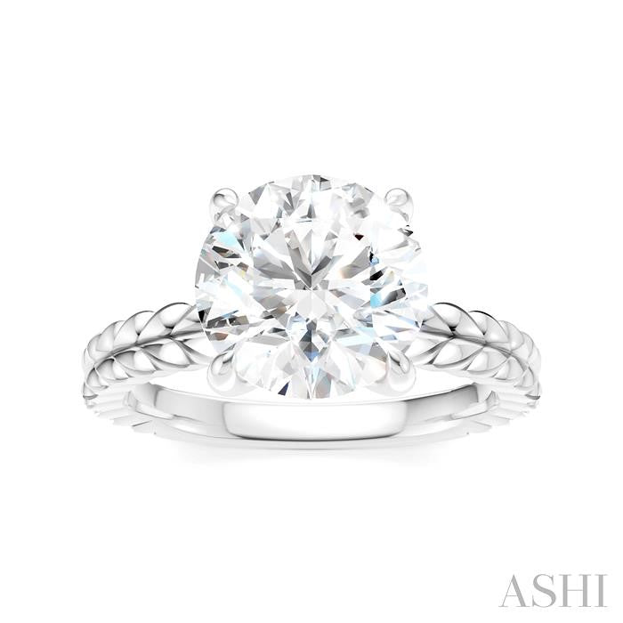 ASHI Round Shape Semi-Mount Diamond Engagement Ring 194B9PPFHWG-SM-RD3