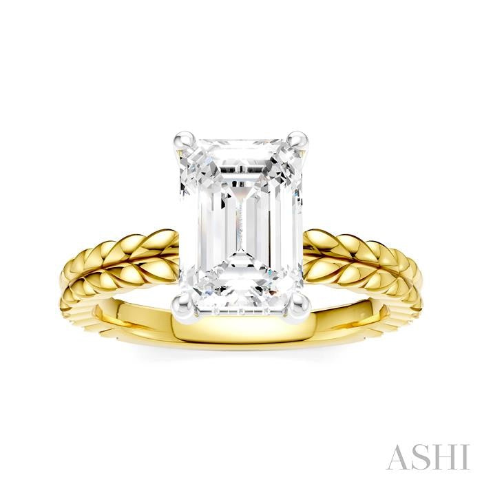 ASHI Emerald Shape Semi-Mount Diamond Engagement Ring 194B9PPFHYW-SM-EM2