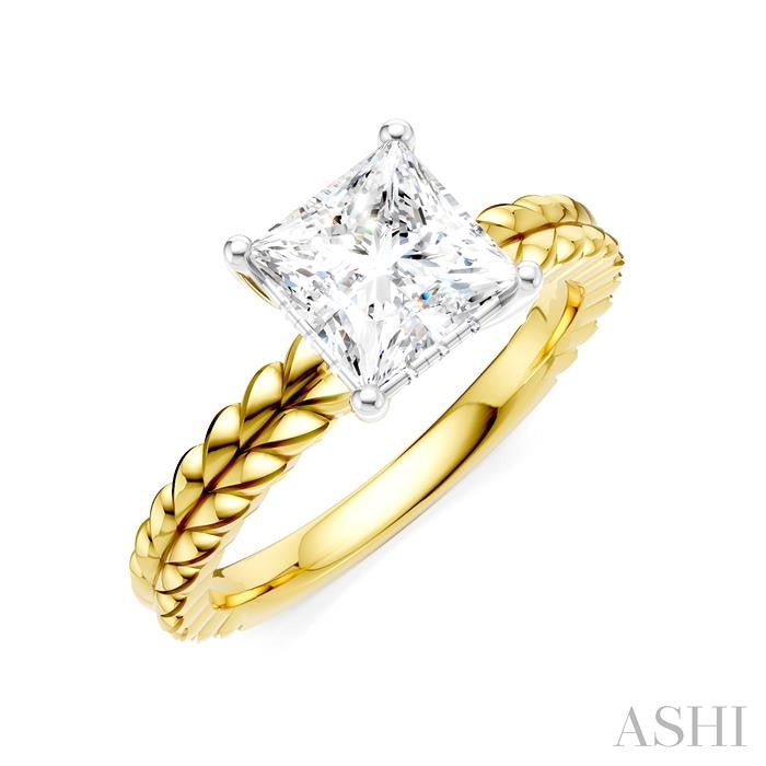 ASHI Princess Shape Semi-Mount Diamond Engagement Ring 194B9PPFHYW-SM-PN1