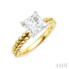 ASHI Princess Shape Semi-Mount Diamond Engagement Ring 194B9PPFHYW-SM-PN1