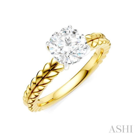 ASHI Round Shape Semi-Mount Diamond Engagement Ring 194B9PPFHYW-SM-RD1