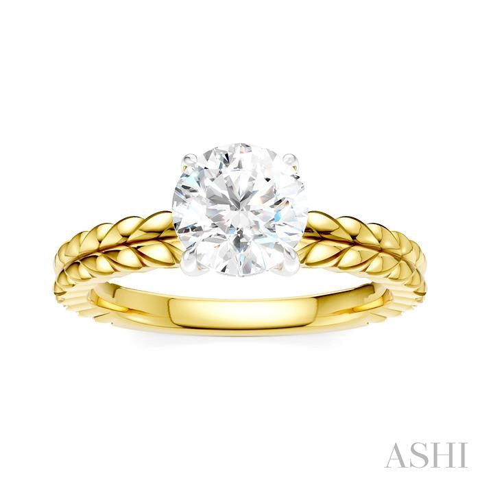 ASHI Round Shape Semi-Mount Diamond Engagement Ring 194B9PPFHYW-SM-RD1