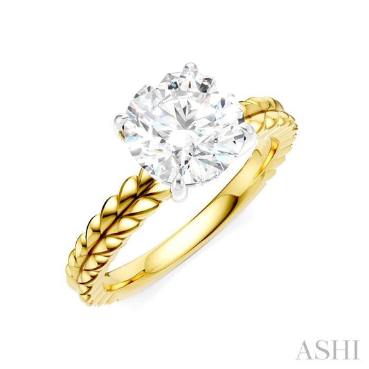 ASHI Round Shape Semi-Mount Diamond Engagement Ring 194B9PPFHYW-SM-RD2