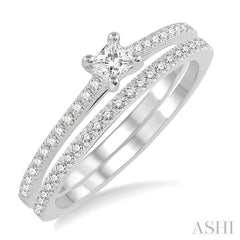 ASHI Princess Shape Diamond Wedding Set 19564PPFHWG-WS