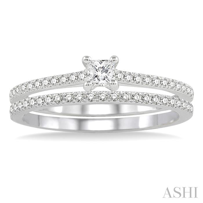 ASHI Princess Shape Diamond Wedding Set 19564PPFHWG-WS