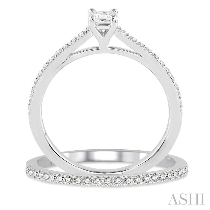 ASHI Princess Shape Diamond Wedding Set 19564PPFHWG-WS