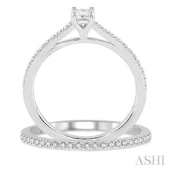 ASHI Princess Shape Diamond Wedding Set 19564PPFHWG-WS