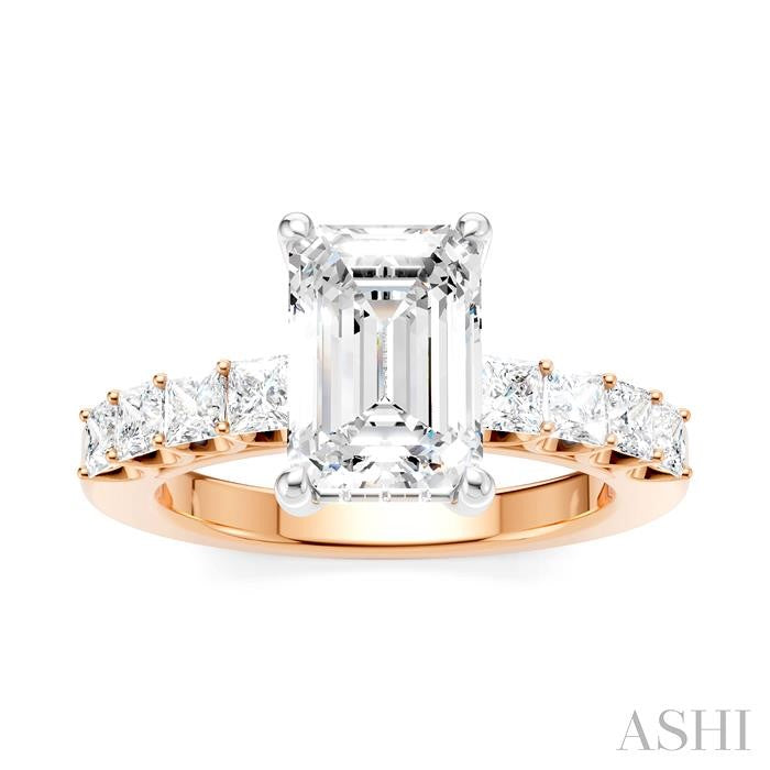 ASHI Emerald Shape Semi-Mount Diamond Engagement Ring 195A2PPFHPW-SM-EM2