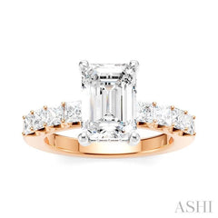 ASHI Emerald Shape Semi-Mount Diamond Engagement Ring 195A2PPFHPW-SM-EM2
