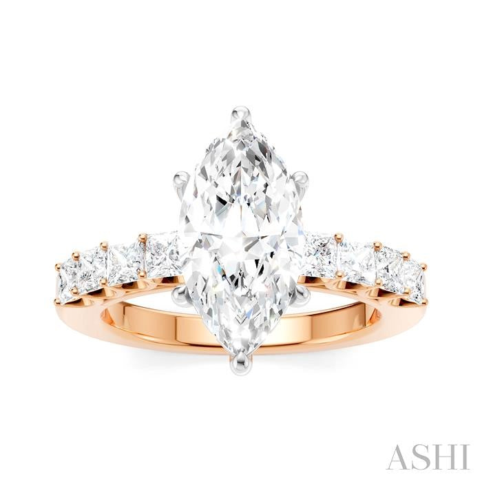ASHI Marquise Shape Semi-Mount Diamond Engagement Ring 195A2PPFHPW-SM-MQ2