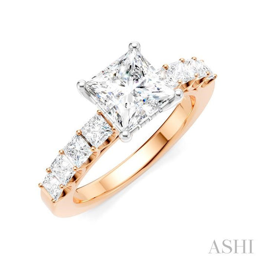 ASHI Princess Shape Semi-Mount Diamond Engagement Ring 195A2PPFHPW-SM-PN1