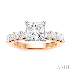 ASHI Princess Shape Semi-Mount Diamond Engagement Ring 195A2PPFHPW-SM-PN1