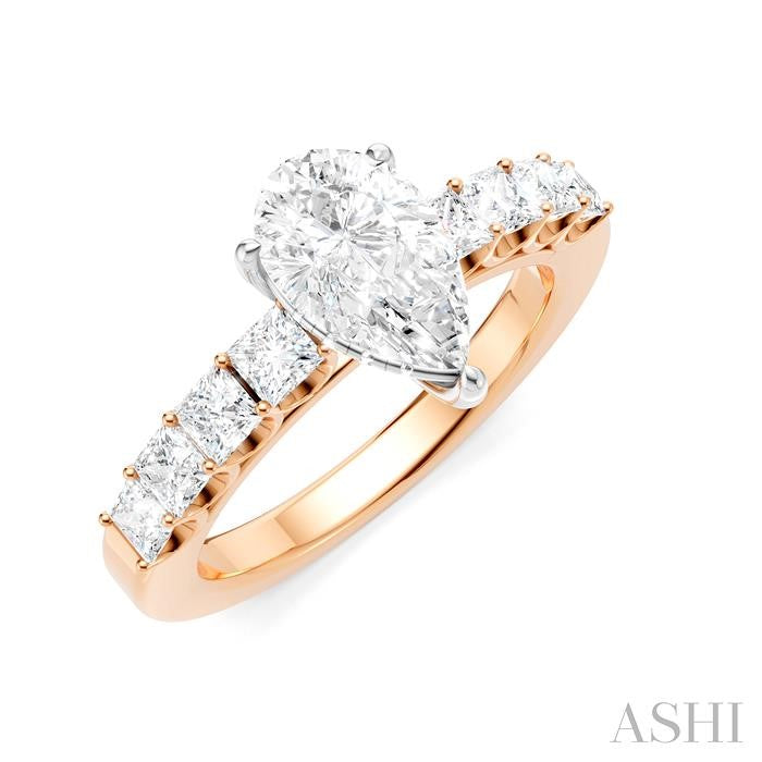 ASHI Pear Shape Semi-Mount Diamond Engagement Ring 195A2PPFHPW-SM-PR1