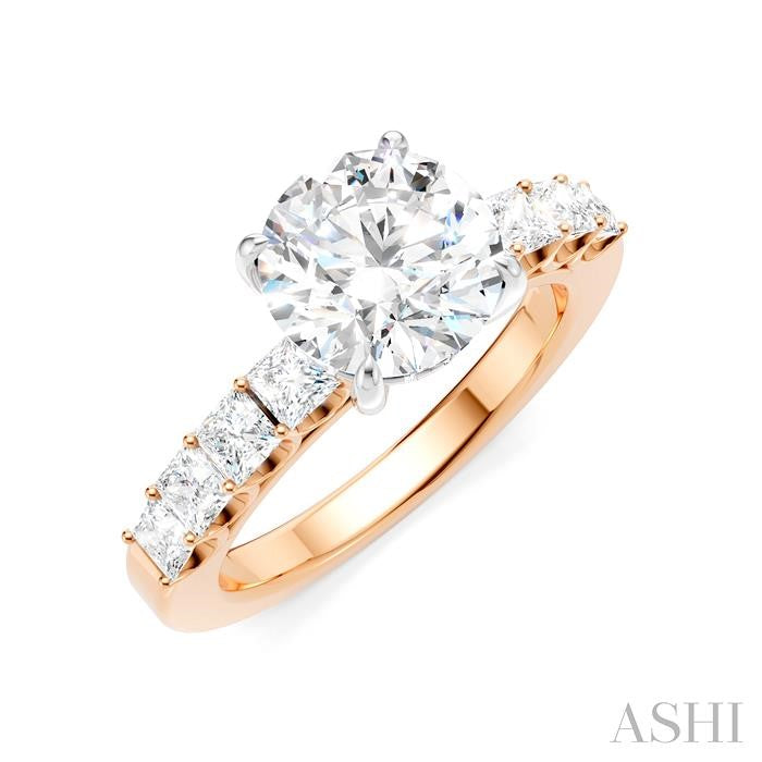 ASHI Round Shape Semi-Mount Diamond Engagement Ring 195A2PPFHPW-SM-RD2